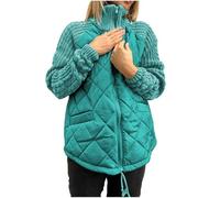 ANHATUIV Wintermäntel für Damen, gestrickt, Patchwork, Puffjacke, Stehkragen, Patchwork, lange Ärmel, gepolsterte Jacke, lockerer Reißverschluss, gemütlich, Herbst/Winter, Oberbekleidung mit Tasche,