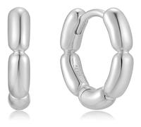 ANIA HAIE - HOOP EARRINGS - HUGGIES - Segmented Puffy Shield - silver