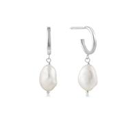 ANIA HAIE - PEARL MINI HOOP EARRINGS - silber