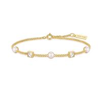 Ania Haie Cube And Pearl Station Armband Silber Vergoldet B069-02G - Damen - 925 Sterlingsilber
