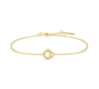 ANIA HAIE Damen Armband Hoop aus 925 Sterling Silber 14k vergoldet, verziert mit einer Süßwasserperle, Länge: 16,5 cm + 2 cm Verlängerung, inkl. Geschenkverpackung