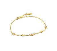 ANIA HAIE Damen Armband MINERAL GLOW Kyoto Opal aus 925 Sterling Silber 14k vergoldet, besetzt mit zwei Goldplättchen und drei Opal Anhänger, Länge 16,5cm + 2cm Verlängerung, inkl. Geschenkverpackung