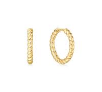 ANIA HAIE Damen Creolen Chill Voyager Texture Medium Huggie Hoop aus 925 Sterling Silber 14k Gold vergoldet, Größe: 12 x 2,2 mm, inkl. Geschenkverpackung