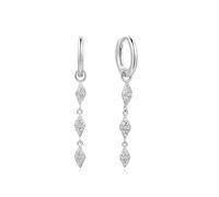 ANIA HAIE Damen Creolen Dusk Divas Pavé Sparkle Drop Huggies aus 925 Sterling Silber, besetzt mit 54 Zirkonia, Größe: 8,8 x 1,5-1,7mm, inkl. Geschenkverpackung