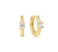 ANIA HAIE Damen Creolen Dusk Divas Solitaire Cubic Zirconia Mini Huggies aus 925 Sterling Silber 14k Gold vergoldet, besetzt mit 2 Zirkonia, Größe: 6,5 x 1,2 mm, inkl. Geschenkverpackung