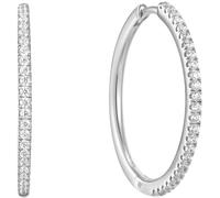 ANIA HAIE Damen Creolen GLAM ROCK Ohrringe aus 925 Sterling Silber, besetzt mit 50 Zirkonia, Größe: 23 mm, inkl. Geschenkverpackung