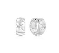 ANIA HAIE Damen Creolen HEART HUNTER Ohrringe aus 925 Sterling Silber, besetzt mit 2 Zirkonia, Größe: 10,3 mm, inkl. Geschenkverpackung