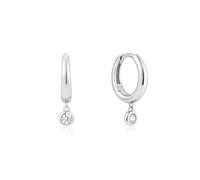 ANIA HAIE Damen Creolen Sunshine Chaser Cubic Zirconia Drop Huggies 925 Sterling Silber, verziert mit 2 Zirkonia, Größe: 8,5 x 1,5-2,7mm, inkl. Geschenkverpackung