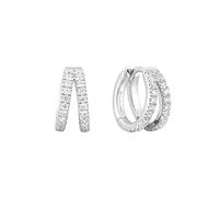 ANIA HAIE Damen Creolen Sunshine Chaser Double Pavé Huggies 925 Sterling Silber, besetzt mit 44 Zirkonia, Größe: 8,5 x 3-7mm, inkl. Geschenkverpackung