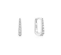 ANIA HAIE Damen Creolen Sunshine Chaser Oval Pavé Huggies 925 Sterling Silber, besetzt mit 14 Zirkonia, Größe: 14 x 1,3-2,4mm, inkl. Geschenkverpackung