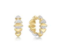 ANIA HAIE Damen Creolen TRAILBLAZER Two-Tone Sparkling Bold Puffy Spike Hoop aus 925 Sterling Silber, zweifarbige Beschichtung, verziert mit 124 Zirkonia, Größe: 24 x 10 mm, inkl. Geschenkverpackung