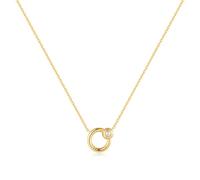 ANIA HAIE Damen Halskette CHIC CREATOR Hoop Freshwater Pearl Necklace aus 925 Sterling Silber 14k vergoldet, verziert mit einer Perle, Länge: 40 cm + 5 cm Verlängerung, inkl. Geschenkverpackung