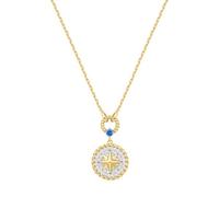 ANIA HAIE Damen Halskette CHILL VOYAGER aus 925 Sterling Silber, verziert mit 49 Zirkonia und einem blauen Zirkonia, Länge: 43 cm + 5 cm Verlängerung, inkl. Geschenkverpackung