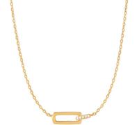 ANIA HAIE Damen Halskette Glam Rock aus 925 Sterling Silber 14k vergoldet, besetzt mit 5 Zirkonia, Größe: 43 cm + 5 cm Verlängerung, inkl. Geschenkverpackung