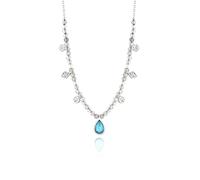 ANIA HAIE Damen Halskette MINERAL GLOW Turquoise aus 925 Sterling Silber, besetzt mit 48 Labradorit, Diamanten und Türkis, Federringverschluss, Länge: 48cm + 5cm Verlängerung, inkl. Geschenkverpackung