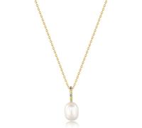 ANIA HAIE Damen Halskette MODERN MUSE aus 925 Sterling Silber 14k vergoldet, besetzt mit 16 Farbedelsteinen und einer Perle, Größe: 45 cm + 5 cm Verlängerung, inkl. Geschenkverpackung