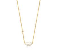 ANIA HAIE Damen Halskette PEARL OF WISDOM aus 925 Sterling Silber, besetzt mit einem Zirkonia und einem Süßwasserperlenanhänger, Länge 38cm + 5cm Verlängerung, inkl. Geschenkverpackung
