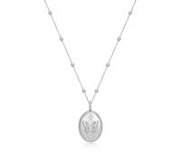 ANIA HAIE Damen Halskette RIPPLE JOY Butterfly Locket aus 925 Sterling Silber, Schmetterling-Medaillon mit 4 Zirkonia, Länge: 45 cm + 5 cm Verlängerung, inkl. Geschenkverpackung