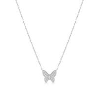ANIA HAIE Damen Halskette RIPPLE JOY Butterfly Pavé aus 925 Sterling Silber, Schmetterling-Anhänger mit 24 Zirkonia, Länge: 40,5 cm + 5 cm Verlängerung, inkl. Geschenkverpackung