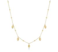 ANIA HAIE Damen Halskette RIPPLE JOY Leaf Station aus 925 Sterling Silber 14k vergoldet, 5 Zirkonia und zart schwingende Blattanhänger, Länge: 40,5 cm + 7,5 cm Verlängerung, inkl. Geschenkverpackung