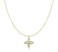 ANIA HAIE Damen Halskette RIPPLE JOY Mint Green Lucky Clover aus 925 Sterling Silber 14k vergoldet, mintgrünes Kleeblatt aus Zirkonia, Länge: 45 cm + 5 cm Verlängerung, inkl. Geschenkverpackung