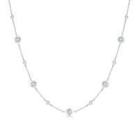 ANIA HAIE Damen Halskette RIPPLE JOY Mint Green Station aus 925 Sterling Silber, mintgrüne Farbsteine und Zirkonia, Länge: 40,5 cm + 5 cm Verlängerung, inkl. Geschenkverpackung