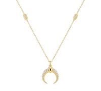ANIA HAIE Damen Halskette TIDE ECHO aus 925 Sterling Silber 14k vergoldet, Halbmond-Anhänger mit 66 Zirkonia besetzt, Länge: 66 cm, inkl. Geschenkverpackung