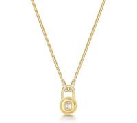 ANIA HAIE Damen Halskette TRAILBLAZER Linked Locket Dangle Necklace aus 925 Sterling Silber 14k vergoldet, verziert mit 11 Zirkonia, Größe: 40,5 cm + 5 cm Verlängerung, inkl. Geschenkverpackung