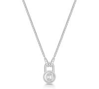 ANIA HAIE Damen Halskette TRAILBLAZER Linked Locket Dangle Necklace aus 925 Sterling Silber, verziert mit 11 Zirkonia, Größe: 40,5 cm + 5 cm Verlängerung, inkl. Geschenkverpackung