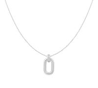 ANIA HAIE Damen Halskette VOGUE MAVEN Oval Hoop Pendant aus 925 Sterling Silber, Anhänger besetzt mit 10 Zirkonia, Länge: 45 cm + 5 cm Verlängerung, inkl. Geschenkverpackung