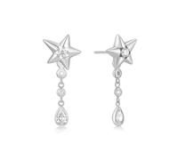ANIA HAIE Damen Ohrhänger MELODIC POET Sparkling Star aus 925 Sterling Silber, Stern und Hänger in Tropfenform besetzt mit 6 Zirkonia, Länge 26mm, inkl. Geschenkverpackung