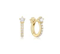 ANIA HAIE Damen Ohrring Creole Melodic Poet Sparkling Pavé Huggie Hoop, Sterling Silber, besetzt mit 18 Zirkonia, Durchmesser 7,5mm, inkl. Geschenkverpackung