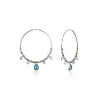 ANIA HAIE Damen Ohrringe MINERAL GLOW Hoop aus 925 Sterling Silber, besetzt mit Labradorit, Diamanten und Türkis, Durchmesser: 10,4cm, inkl. Geschenkverpackung