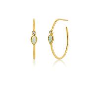 ANIA HAIE Damen Ohrringe MINERAL GLOW Raindrop Hoop aus 925 Sterling Silber, besetzt mit einem Zirkonia und einem Opal, Größe: 0.7cm x 0.5cm, inkl. Geschenkverpackung