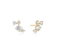 ANIA HAIE Damen Ohrstecker CHIC CREATOR Pavé Climber Stud Earrings aus 925 Sterling Silber 14k vergoldet, verziert mit 8 Zirkonia, Größe: 0,5 x 5,5 mm, inkl. Geschenkverpackung