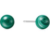 ANIA HAIE Damen Ohrstecker CHILL VOYAGER Malachite Sphere Stud aus 925 Sterling Silber, besetzt mit 2 Malachit, Größe: 6 mm, Malachit Größe: 6,2-6,7 mm, inkl. Geschenkverpackung