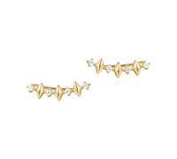 ANIA HAIE Damen Ohrstecker DUSK DIVAS Multi Sparkle Climber Studs aus 925 Sterling Silber 14k vergoldet, besetzt mit 8 Zirkonia, Größe: 16,7 x 5 mm, inkl. Geschenkverpackung