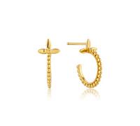 ANIA HAIE Damen Ohrstecker MODERN MINIMALISM Beaded Hoop aus 925 Sterling Silber 14k vergoldet, Größe: 1,6cm, inkl. Geschenkverpackung