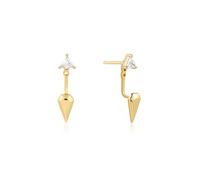 ANIA HAIE Damen Ohrstecker SUNSHINE CHASER Triangle Geometric Stud Ear Jackets aus 925 Sterling Silber 14k vergoldet, besetzt mit 2 Zirkonia, Größe: 21 x 5,2 mm, inkl. Geschenkverpackung