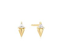 ANIA HAIE Damen Ohrstecker SUNSHINE CHASER Triangle Geometric Stud Ear Jackets aus 925 Sterling Silber 14k vergoldet, besetzt mit einem Zirkonia, Größe: 9 x 3,6 mm, inkl. Geschenkverpackung