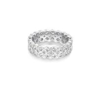 ANIA HAIE Damen Ring CHIC Creator Double Row Bezel aus 925 Sterling Silber, besetzt mit 60 Zirkonia, EUR Größe: 58, inkl. Geschenkverpackung