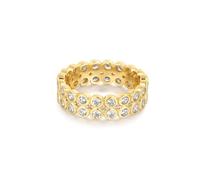 ANIA HAIE Damen Ring CHIC Creator Double Row Bezel aus 925 Sterling Silber, besetzt mit 60 Zirkonia, inkl. Geschenkverpackung