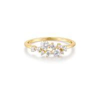 ANIA HAIE Damen Ring CHIC Creator Flower Cluster Pavé Ring aus 925 Sterling Silber 14k vergoldet, besetzt mit 10 Zirkonia, EUR Größe: 58, inkl. Geschenkverpackung