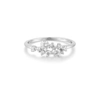 ANIA HAIE Damen Ring CHIC Creator Flower Cluster Pavé Ring aus 925 Sterling Silber, besetzt mit 10 Zirkonia, EUR Größe: 58, inkl. Geschenkverpackung