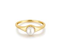 ANIA HAIE Damen Ring CHIC Creator Freshwater Pearl Stacking aus 925 Sterling Silber 14k vergoldet, verziert mit Einer Süßwasserperle, EUR Größe: 52, inkl. Geschenkverpackung