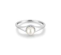 ANIA HAIE Damen Ring CHIC Creator Freshwater Pearl Stacking aus 925 Sterling Silber, verziert mit Einer Süßwasserperle, EUR Größe: 58, inkl. Geschenkverpackung