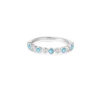 ANIA HAIE Damen Ring CHILL Voyager Bezel Lab Created Turquoise aus 925 Sterling Silber, besetzt mit 5 künstlichen Türkis und 6 Zirkonia, EUR Größe: 56, inkl. Geschenkverpackung