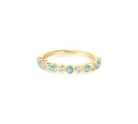 ANIA HAIE Damen Ring CHILL Voyager Bezel Lab Created Turquoise aus 925 Sterling Silber, besetzt mit 5 künstlichen Türkis und 6 Zirkonia, inkl. Geschenkverpackung