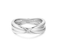 ANIA HAIE Damen Ring Dusk Divas Cross Double aus 925 Sterling Silber, besetzt mit einem Zirkonia, EUR Größe 58, inkl. Geschenkverpackung