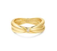 ANIA HAIE Damen Ring Dusk Divas Cross Double aus 925 Sterling Silber, besetzt mit einem Zirkonia, inkl. Geschenkverpackung